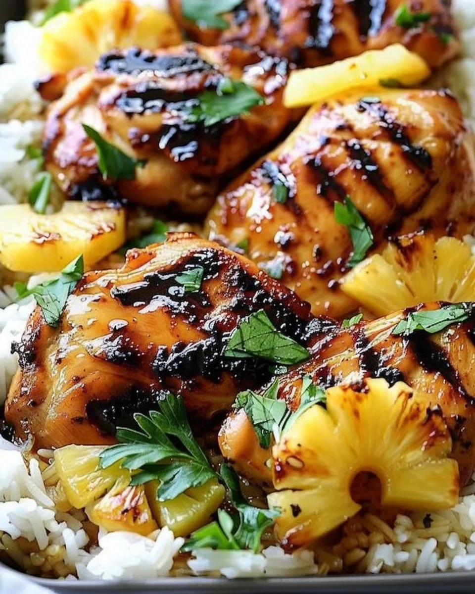 Hawaiian Chicken with Pineapple and Coconut Rice