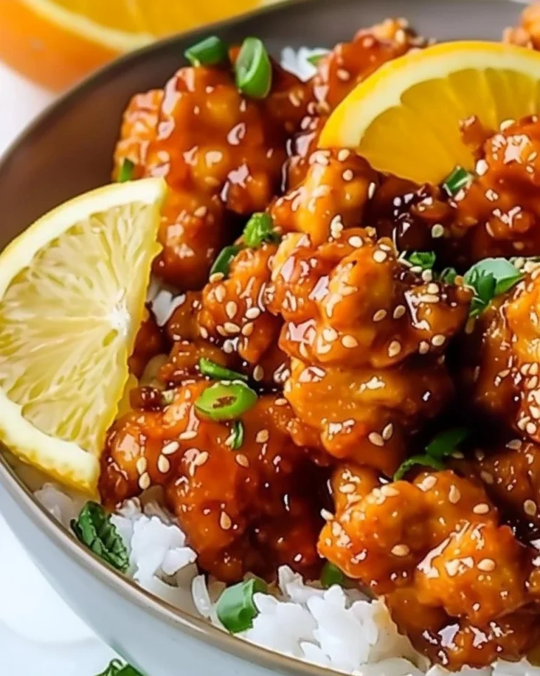 Healthy orange chicken dish made with 5 ingredients and low calories