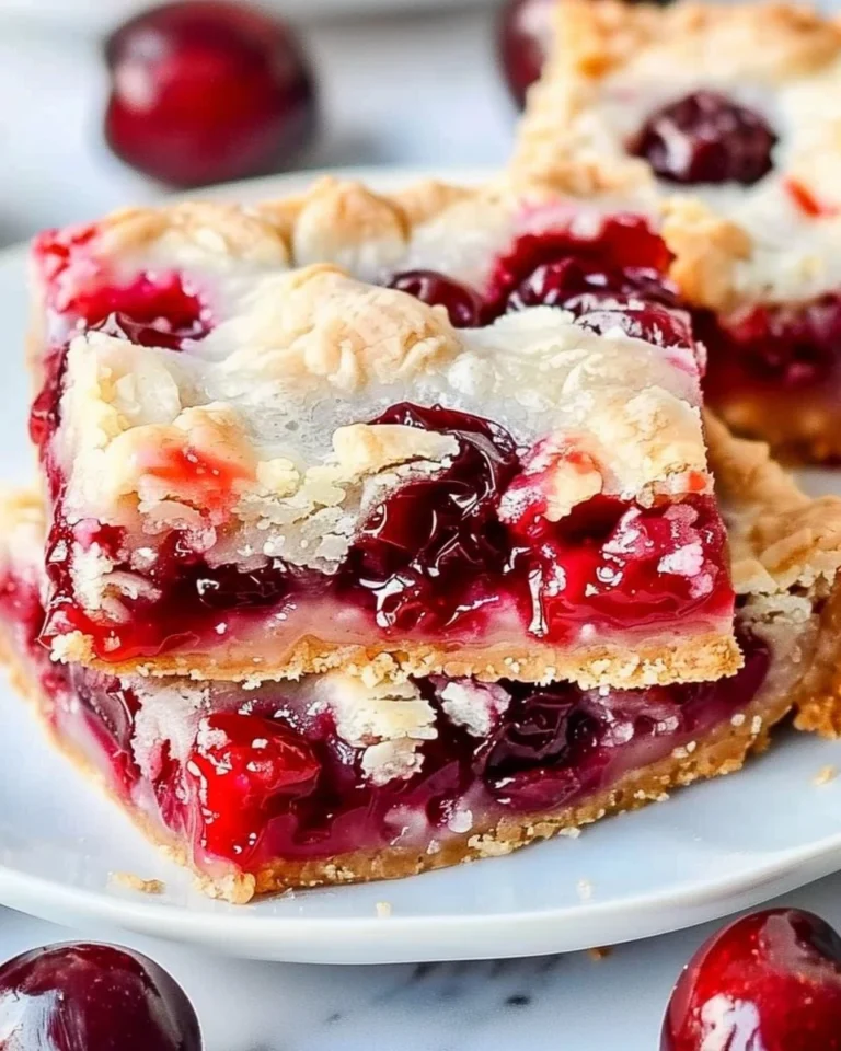 Delicious homemade cherry pie bars served on a plate