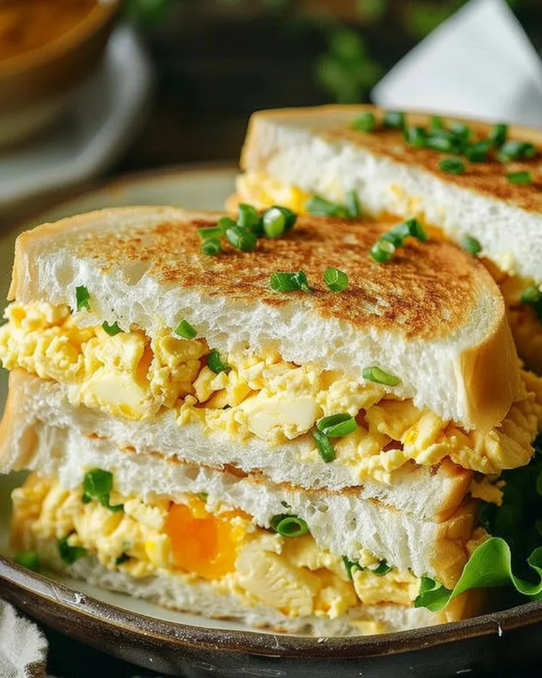 Creamy Japanese tamago sando egg sandwich on a plate