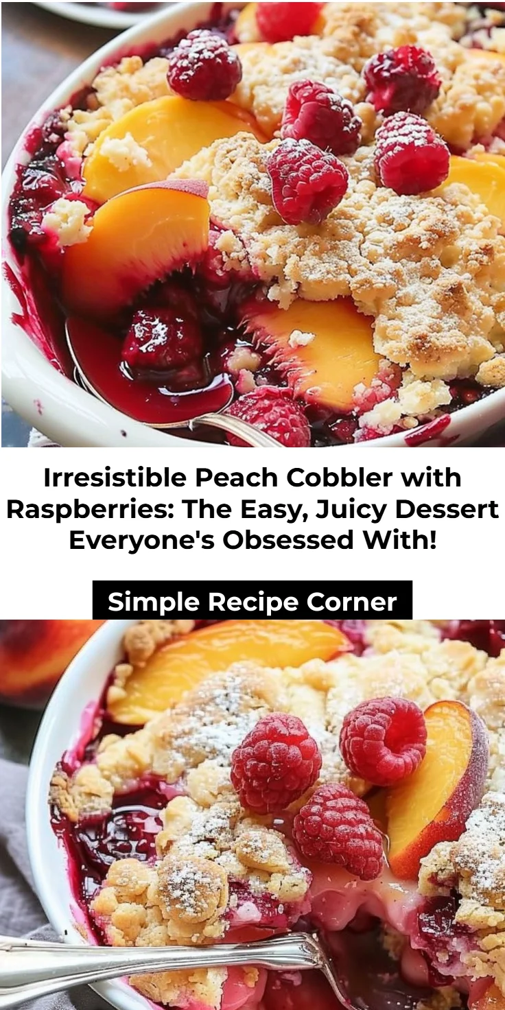Peach Cobbler with Raspberries: Easy 5-Ingredient, Juicy