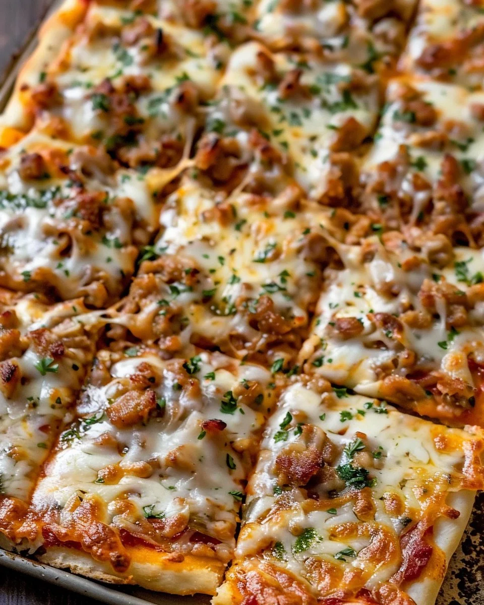 Delicious school cafeteria pizza slices served on a tray