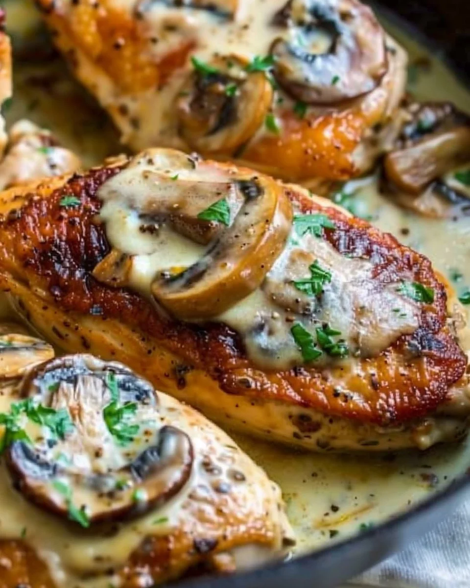 Skillet chicken recipes featuring mushroom garlic and cheesy stuffed chicken dishes