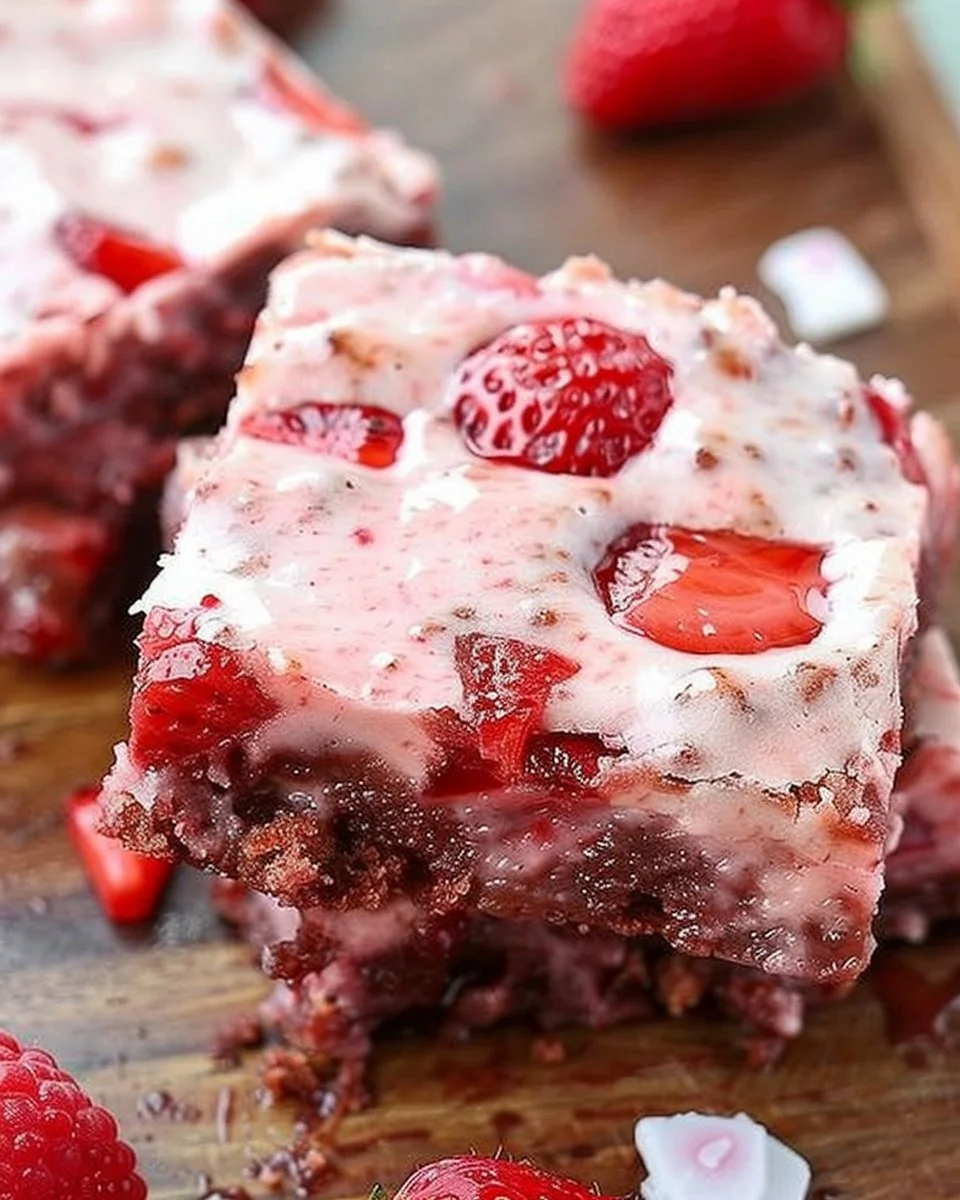 Strawberry Brownies (Using Cake Mix)
