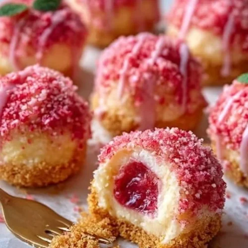 Delicious Strawberry Cheesecake Crunch Bites ready to be enjoyed