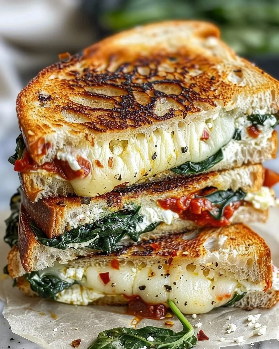 Sun-Dried Tomato, Spinach, and Ricotta Grilled Cheese Sandwich