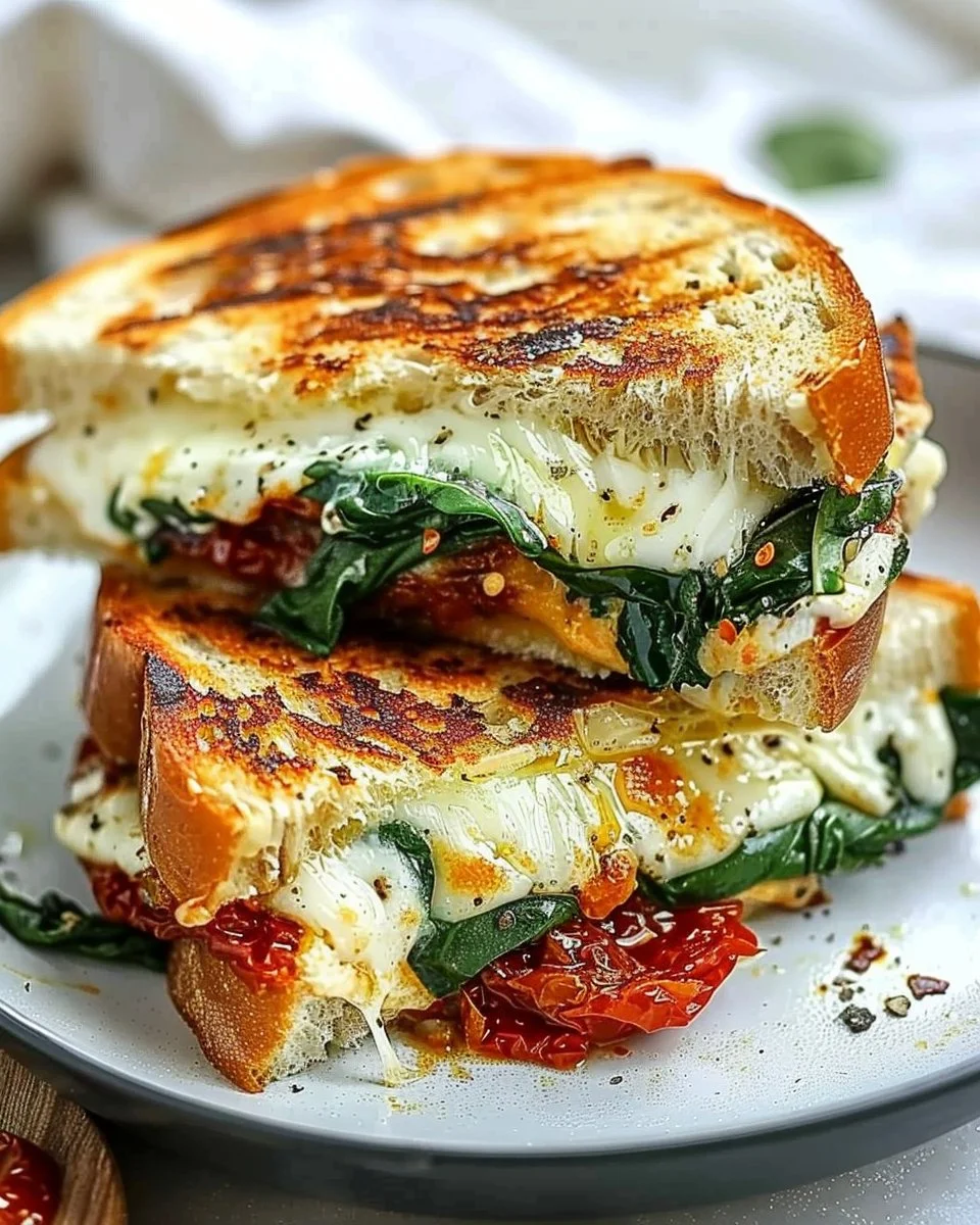 Sun-Dried Tomato, Spinach, and Ricotta Grilled Cheese | TheFamilyCooking