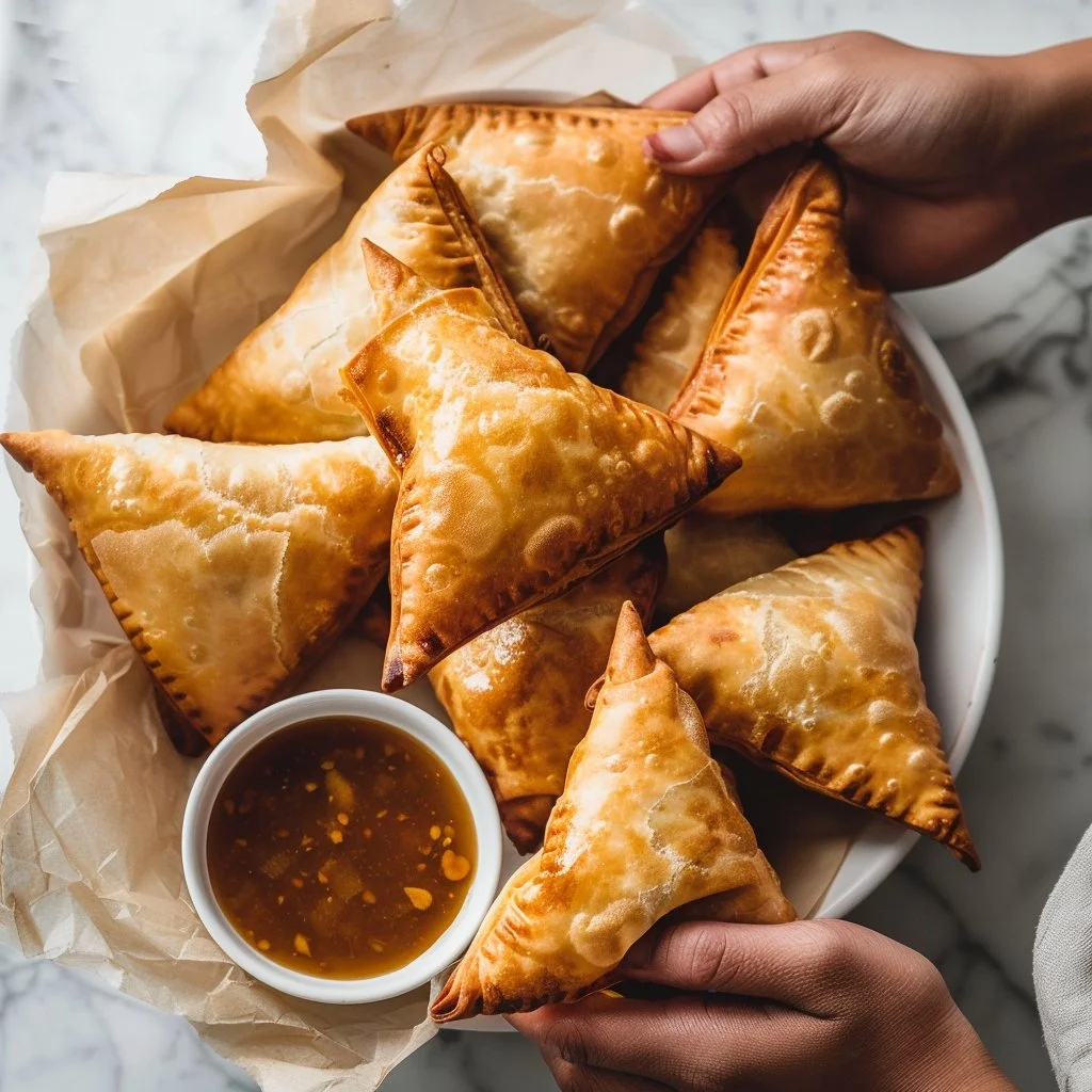 Tortilla cones stuffed with mozzarella cheese and parsley garnish