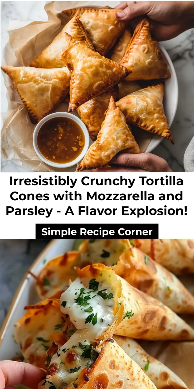 Tortilla Cones with Mozzarella and Parsley