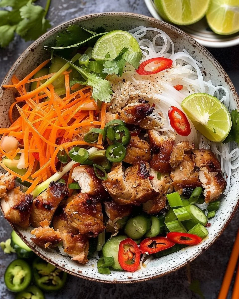 Vietnamese Noodle Bowl with Lemongrass Chicken