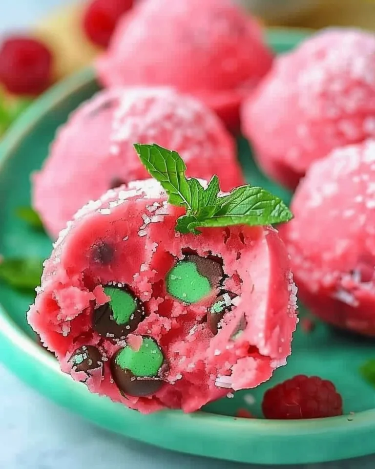 No-bake watermelon truffles on a plate, healthy snacks for any occasion.