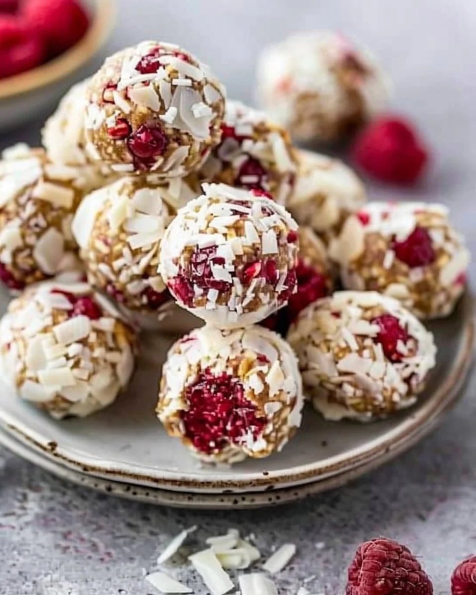White Chocolate Raspberry Energy Balls - quick nutritious snack