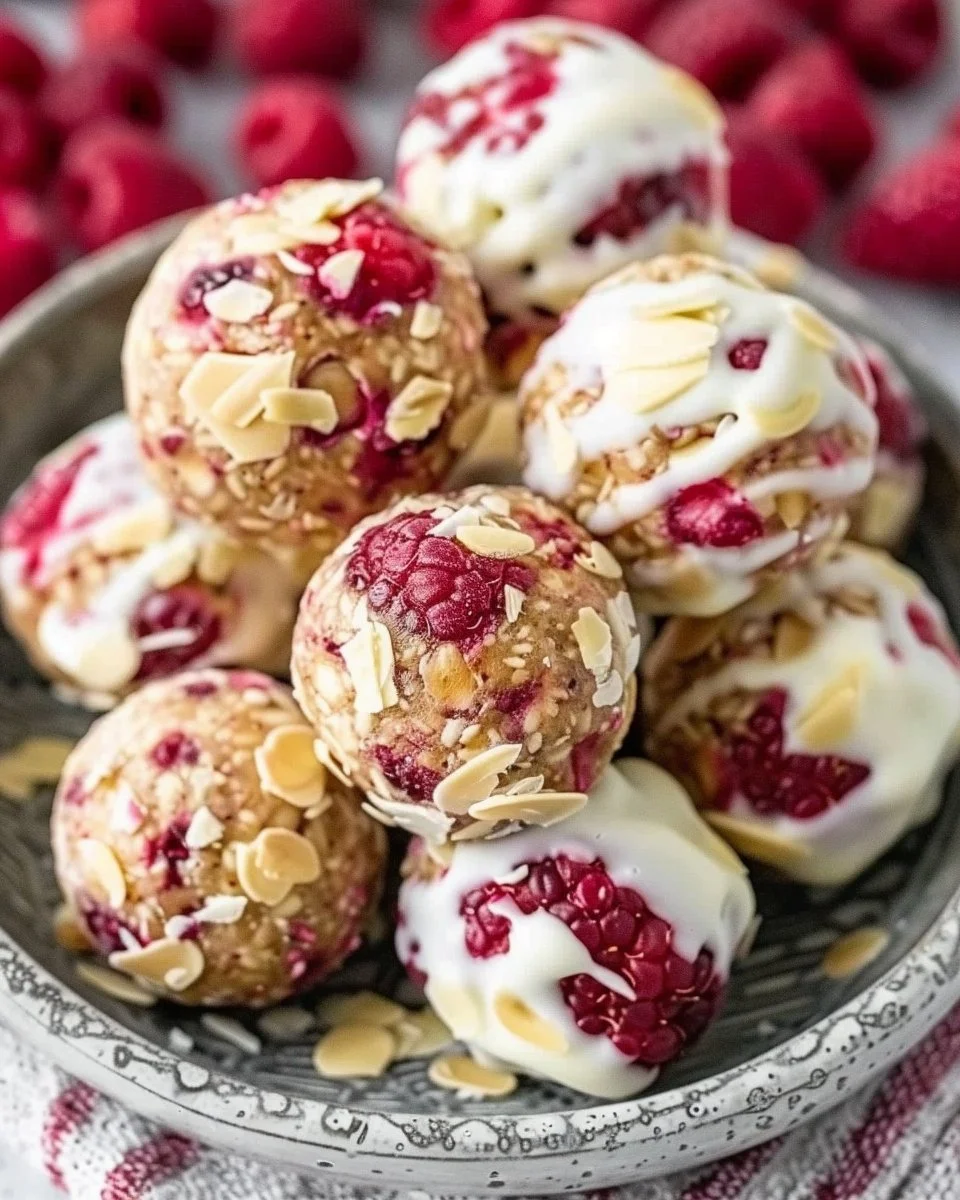 White Chocolate Raspberry Energy Balls