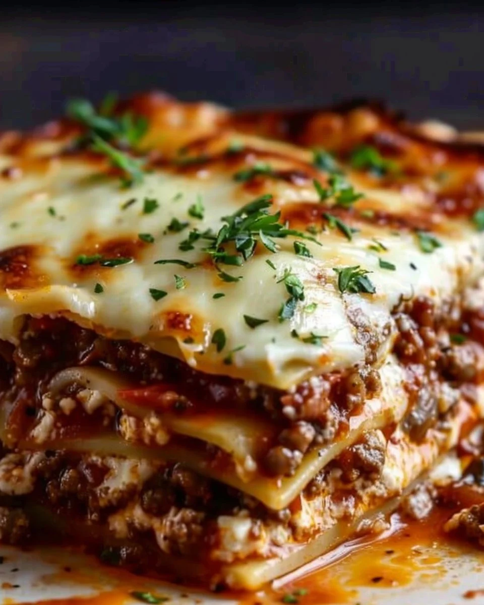 Delicious lasagna made with layers of pasta, cheese, and rich sauce