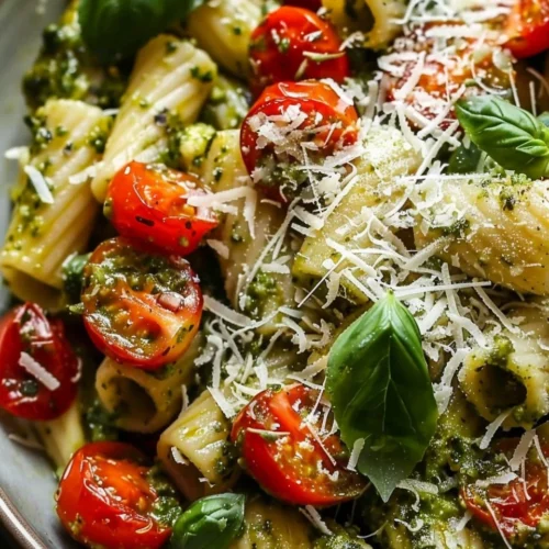 Roasted Tomatoes Pesto Pasta