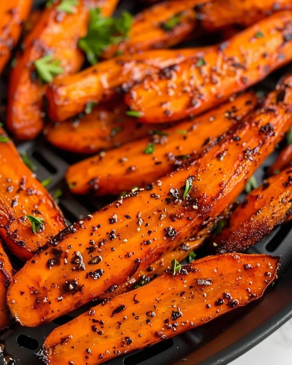 Crispy air fryer carrots seasoned and ready to eat