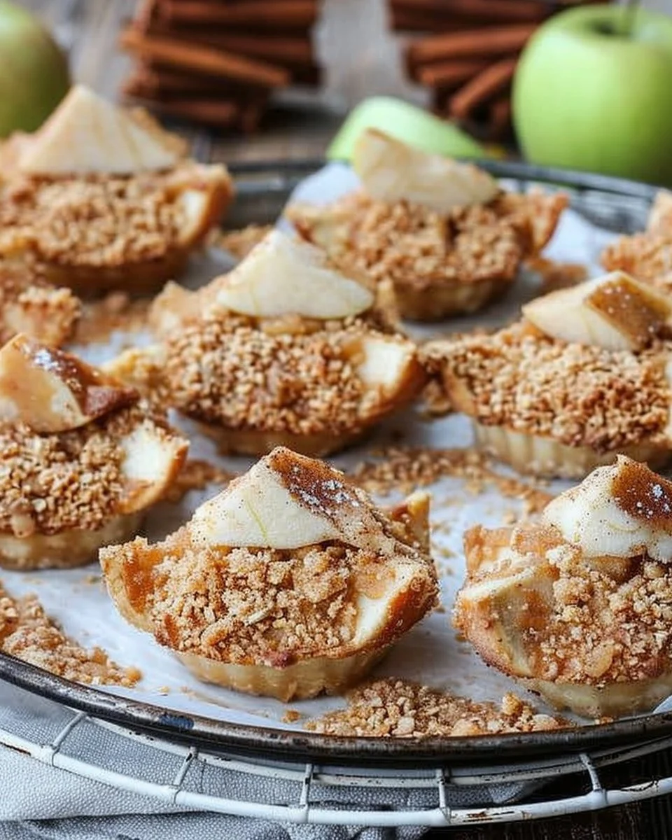 Delicious apple pie bites served on a plate with a cinnamon sprinkle.