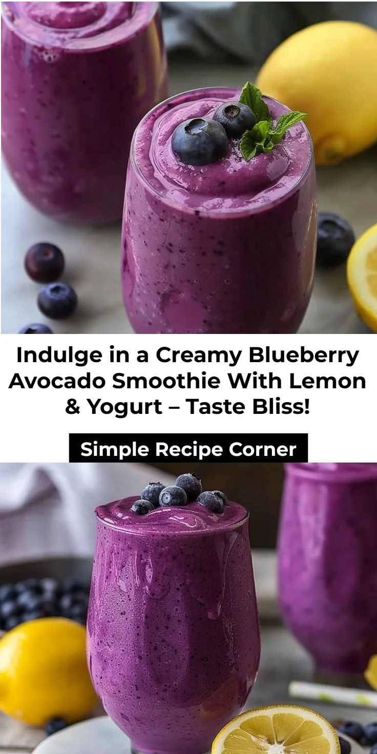 Blueberry Avocado Smoothie with Lemon and Yogurt