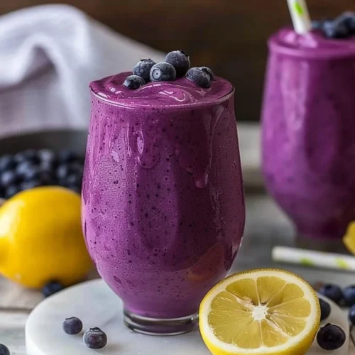 Blueberry Avocado Smoothie with Lemon and Yogurt
