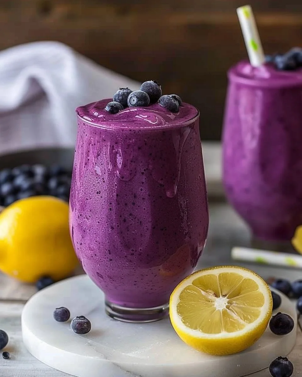Blueberry Avocado Smoothie with Lemon and Yogurt
