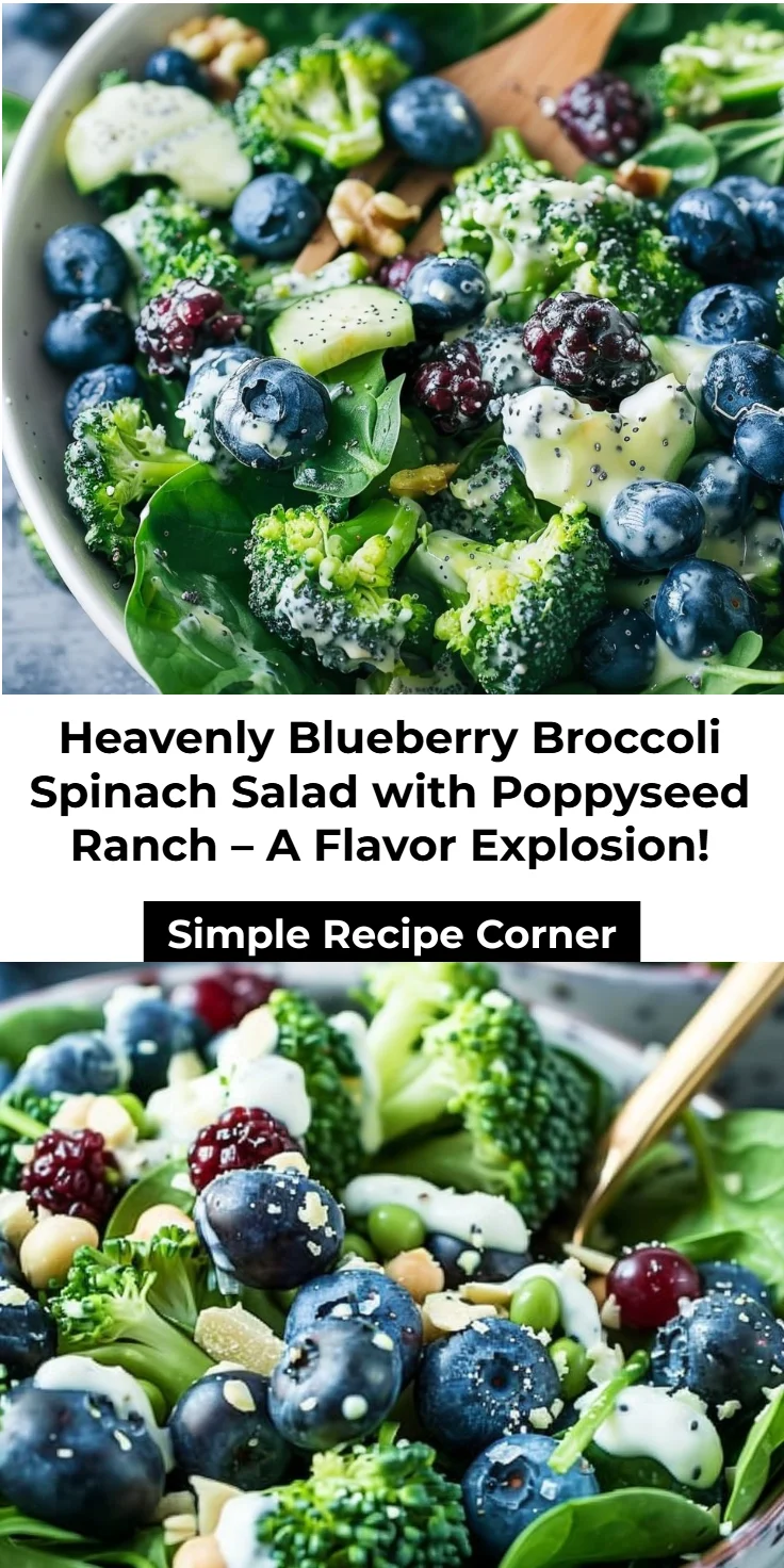 Blueberry Broccoli Spinach Salad with Poppyseed Ranch