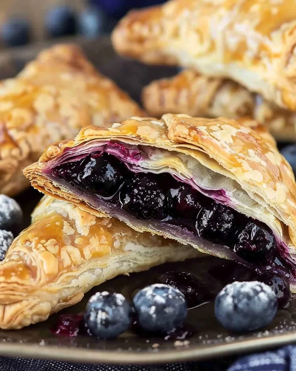 Delicious homemade blueberry turnovers on a plate