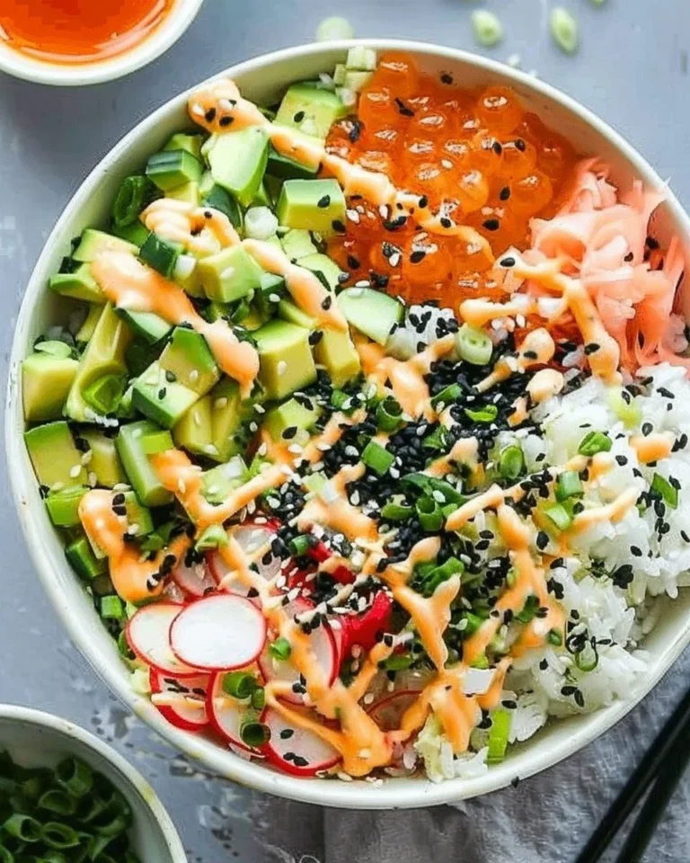 Delicious California Roll Sushi Bowls featuring fresh ingredients and vibrant colors.