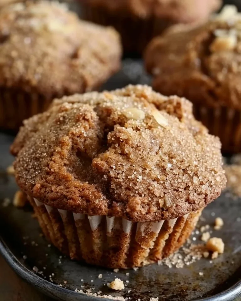 Freshly baked Cinnamon Apple Cider Muffins on a wooden table