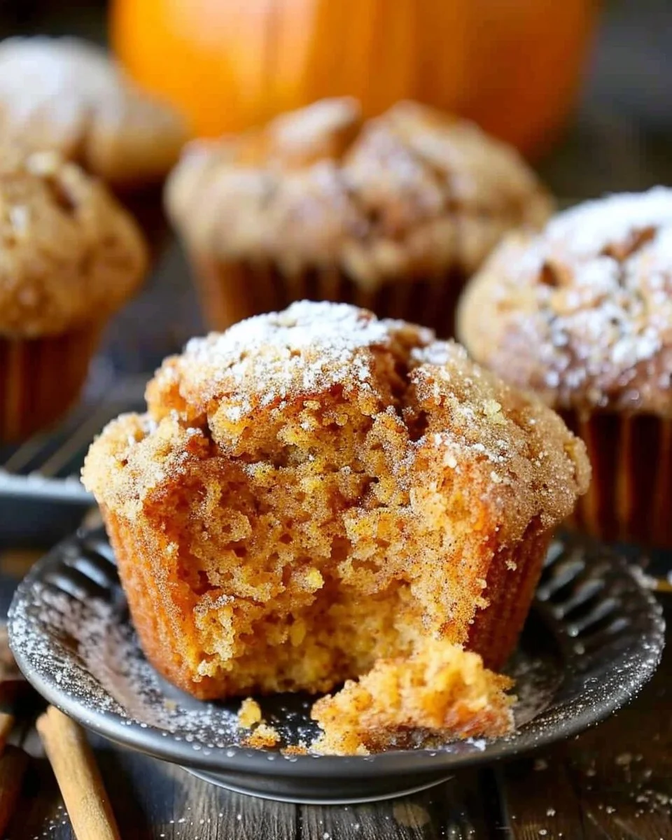 Delicious Cinnamon Sugar Pumpkin Muffins ready to be enjoyed.