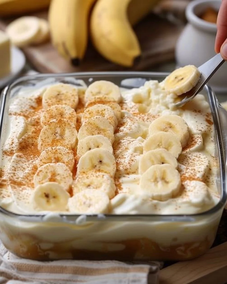 Delicious classic banana pudding dessert layered with bananas and cream