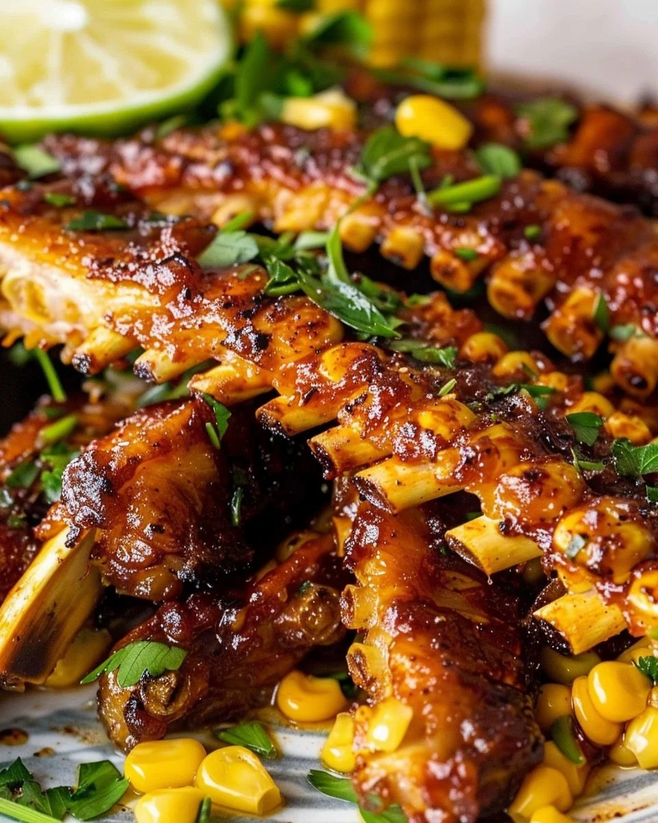 Deliciously grilled corn ribs ready to be served on a platter