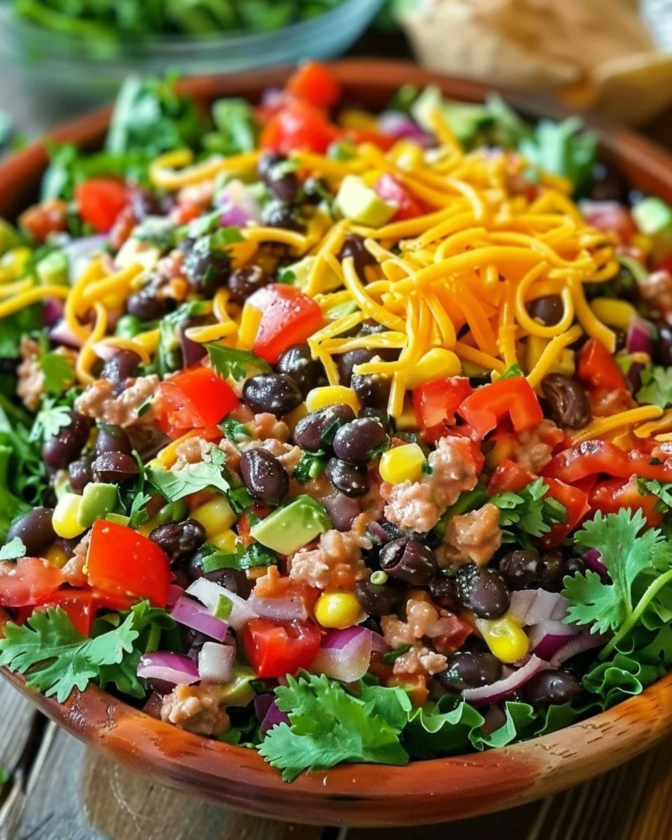 Colorful Cowboy Salad with fresh vegetables and hearty beans