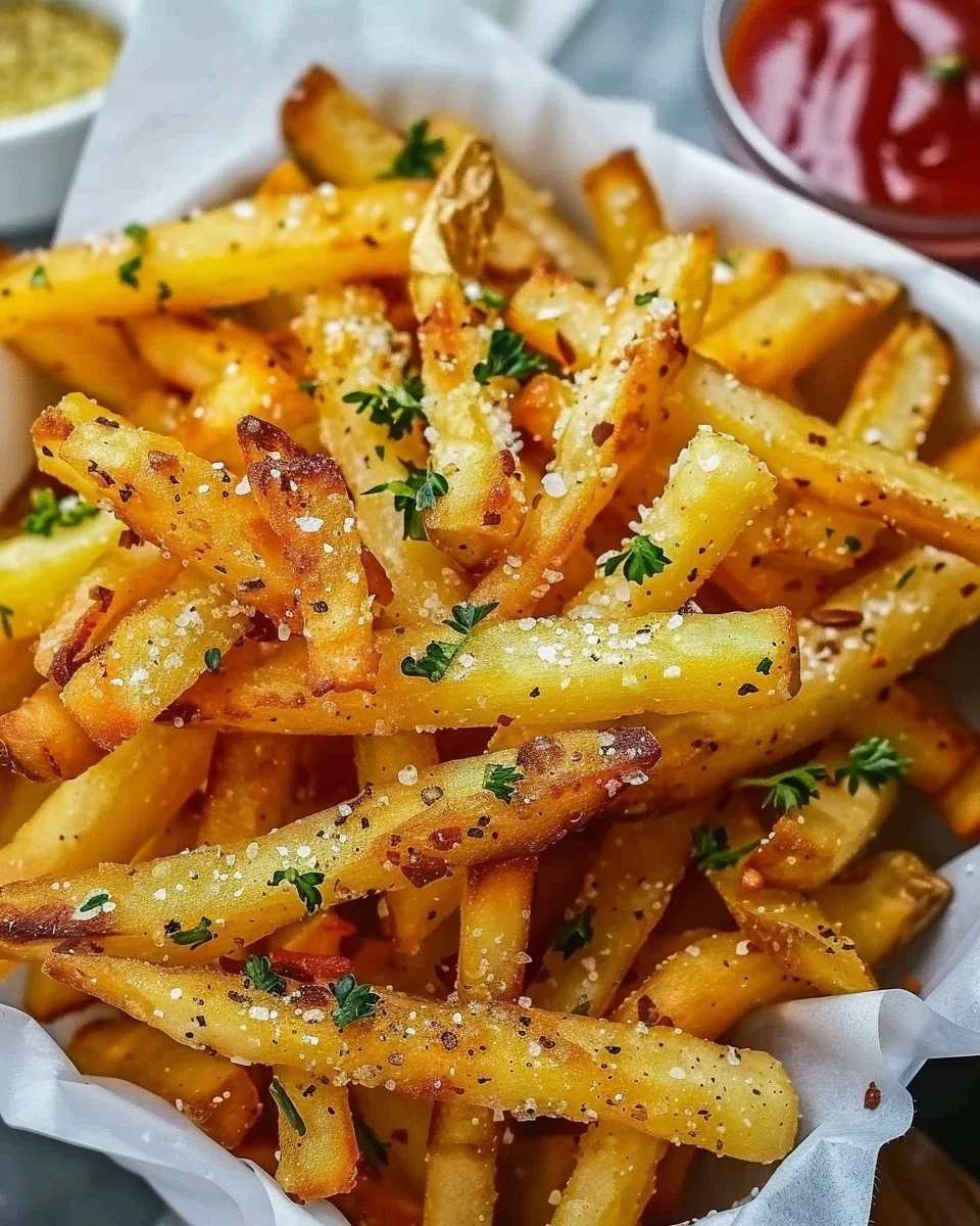 Crispy air fryer French fries served in a bowl