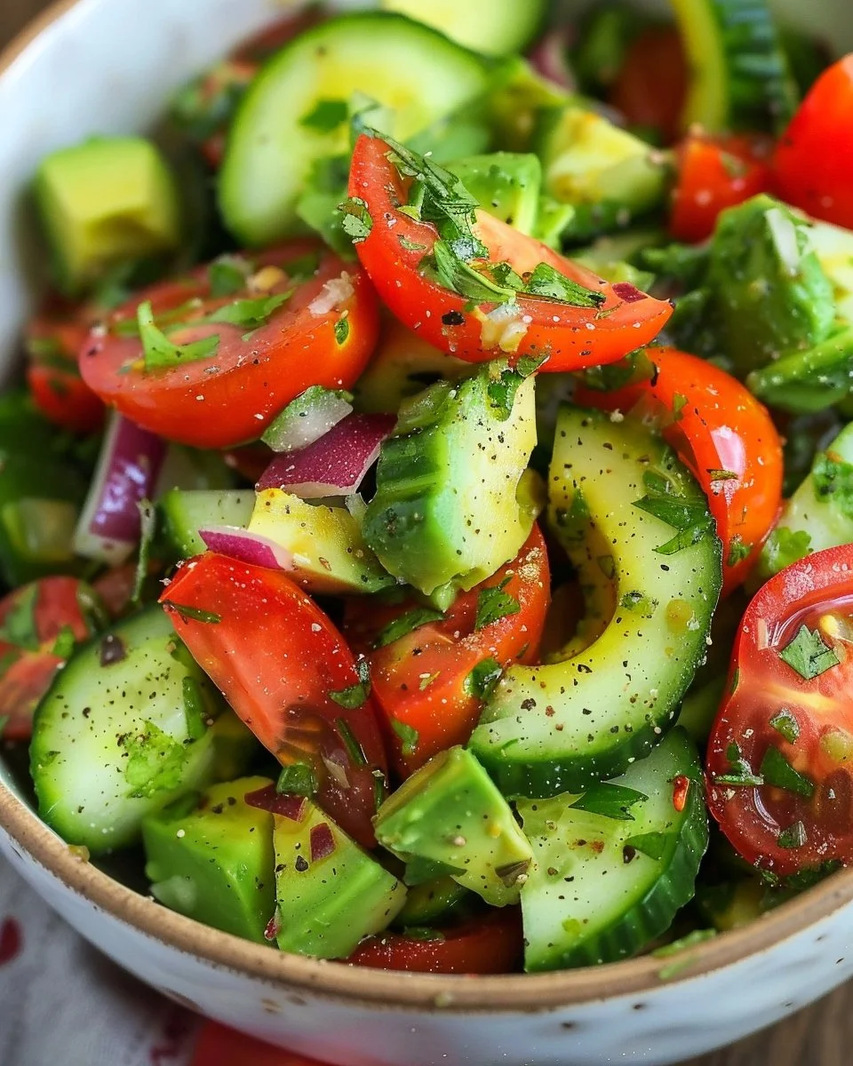 Cucumber Tomato Avocado Salad