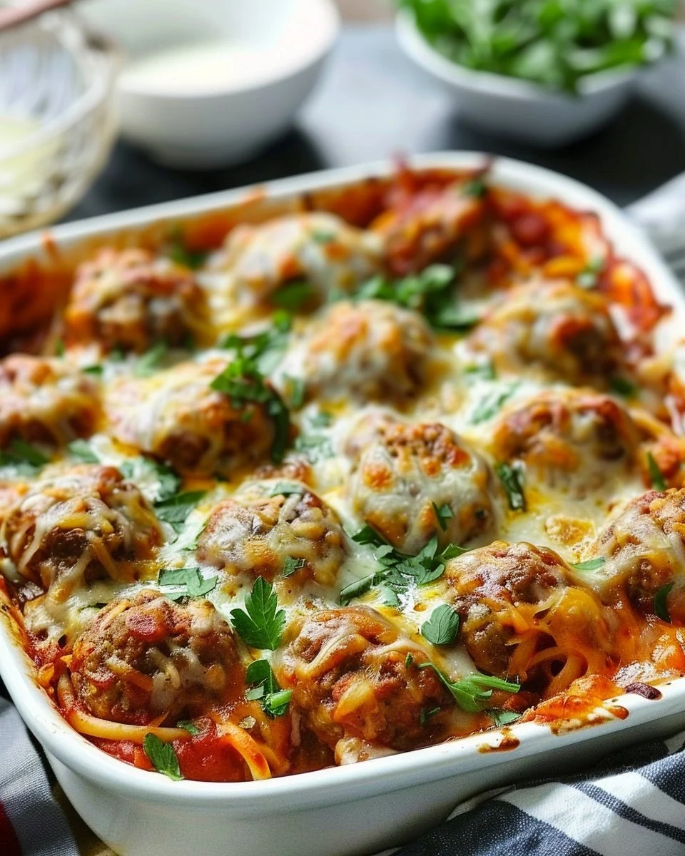 Dump and Bake Meatball Casserole