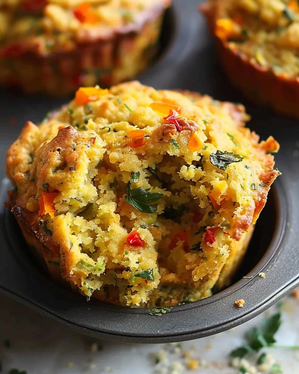 Easy vegan savory muffins recipe with herbs and vegetables