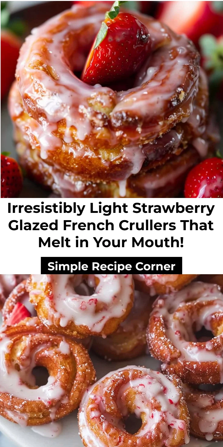 French Crullers with Strawberry Glaze