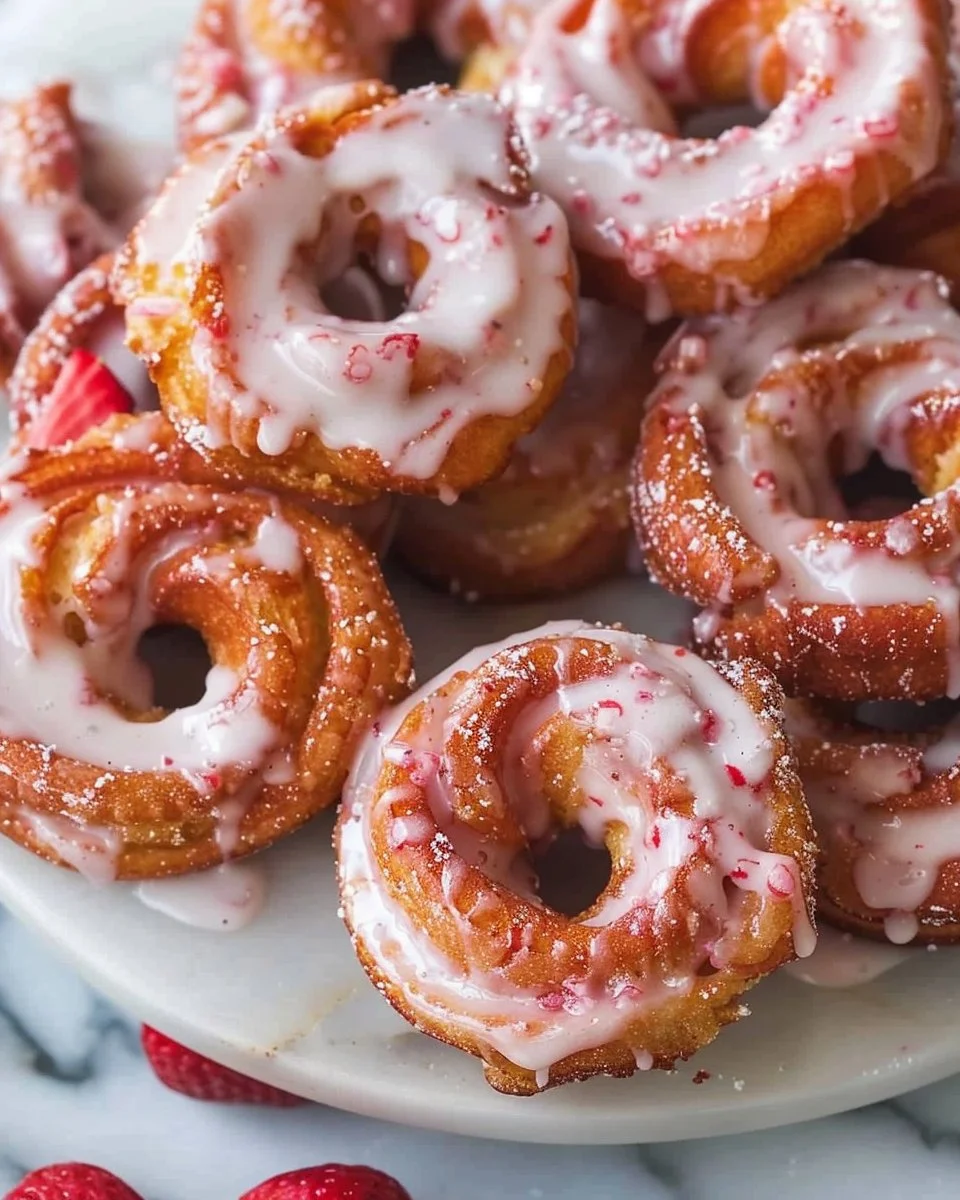 Strawberry Glazed French Crullers