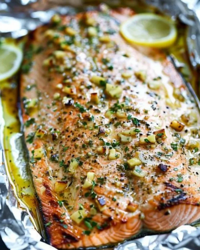 Garlic Butter Salmon in Foil, a delicious seafood dish