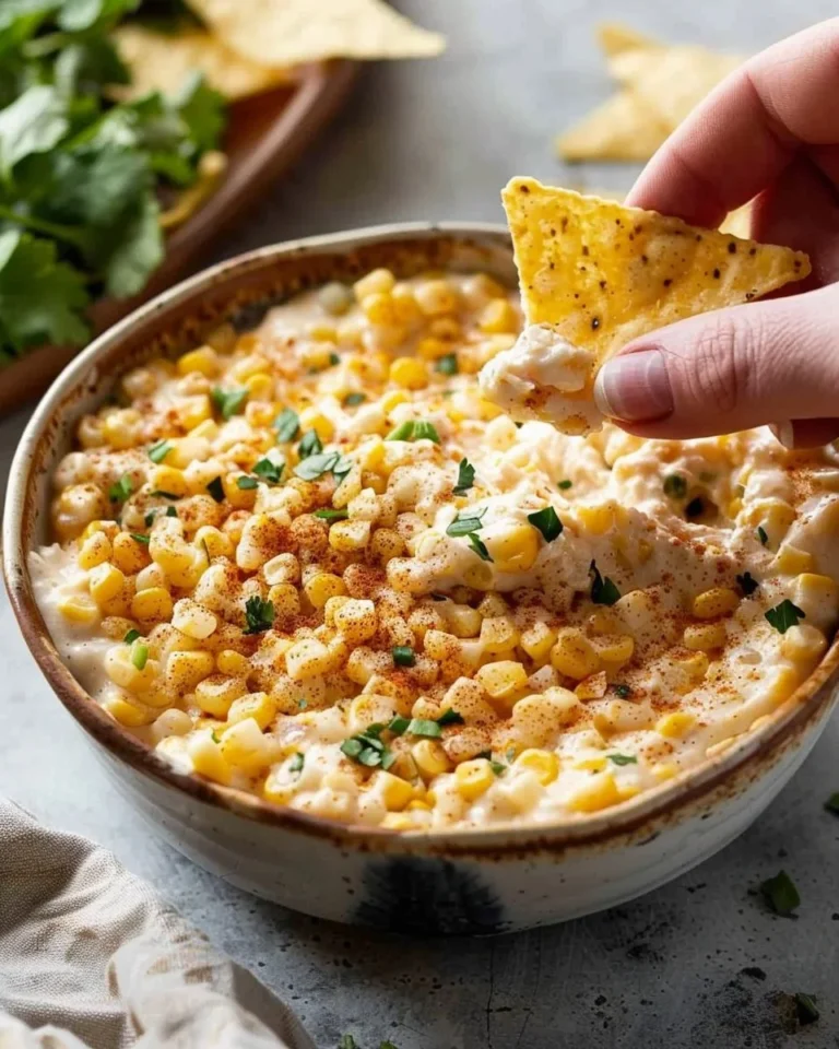 Gluten-free Mexican street corn dip served in a bowl with fresh toppings