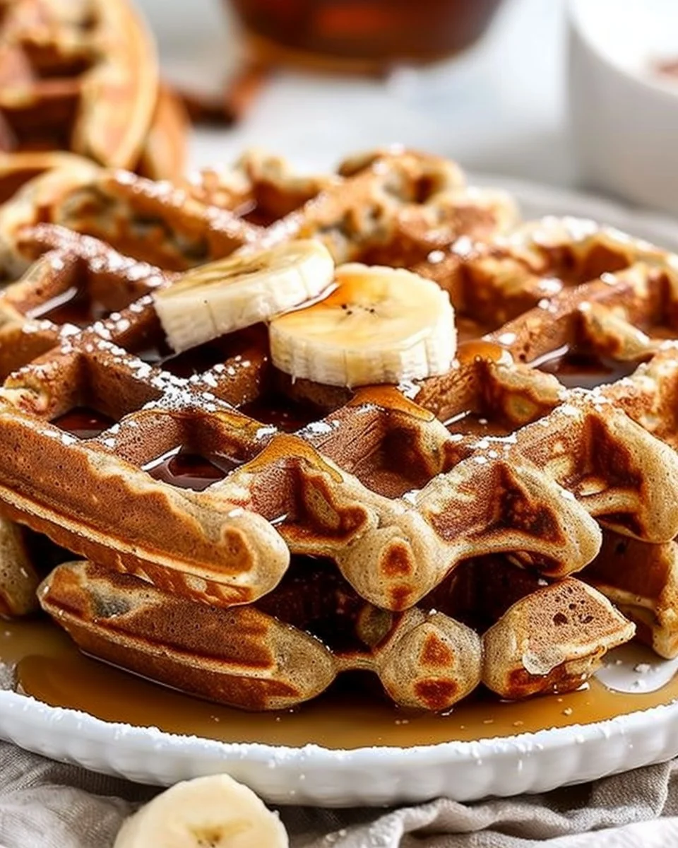 Healthy Banana Oat Waffles