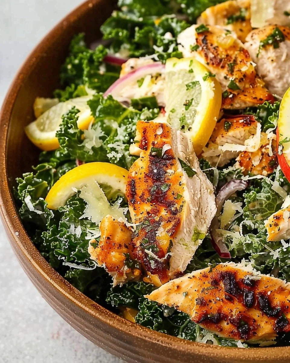Healthy Lemon Chicken Kale Salad