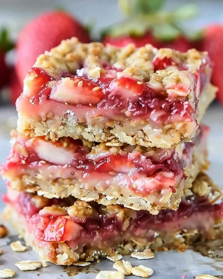Healthy strawberry oatmeal bars made with fresh strawberries and oats
