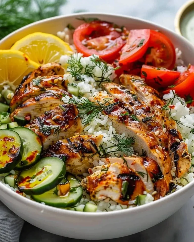 High-protein Mediterranean Chicken Bowls with lemon and dill herbs