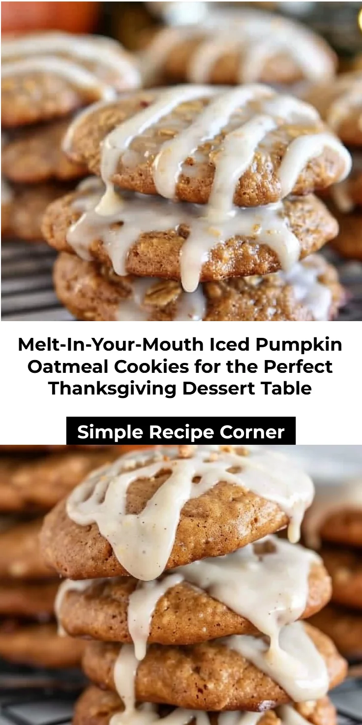 Iced Pumpkin Oatmeal Cookies with Cinnamon Frosting
