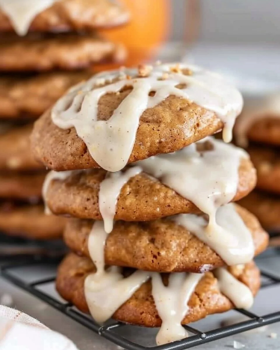 Iced Pumpkin Oatmeal Cookies Recipe for Thanksgiving Dessert Table | Fall oatmeal cookies, Pumpkin oatmeal cookies with cinnamon frosting, Pumpkin oatmeal cookies with cinnamon cream cheese icing