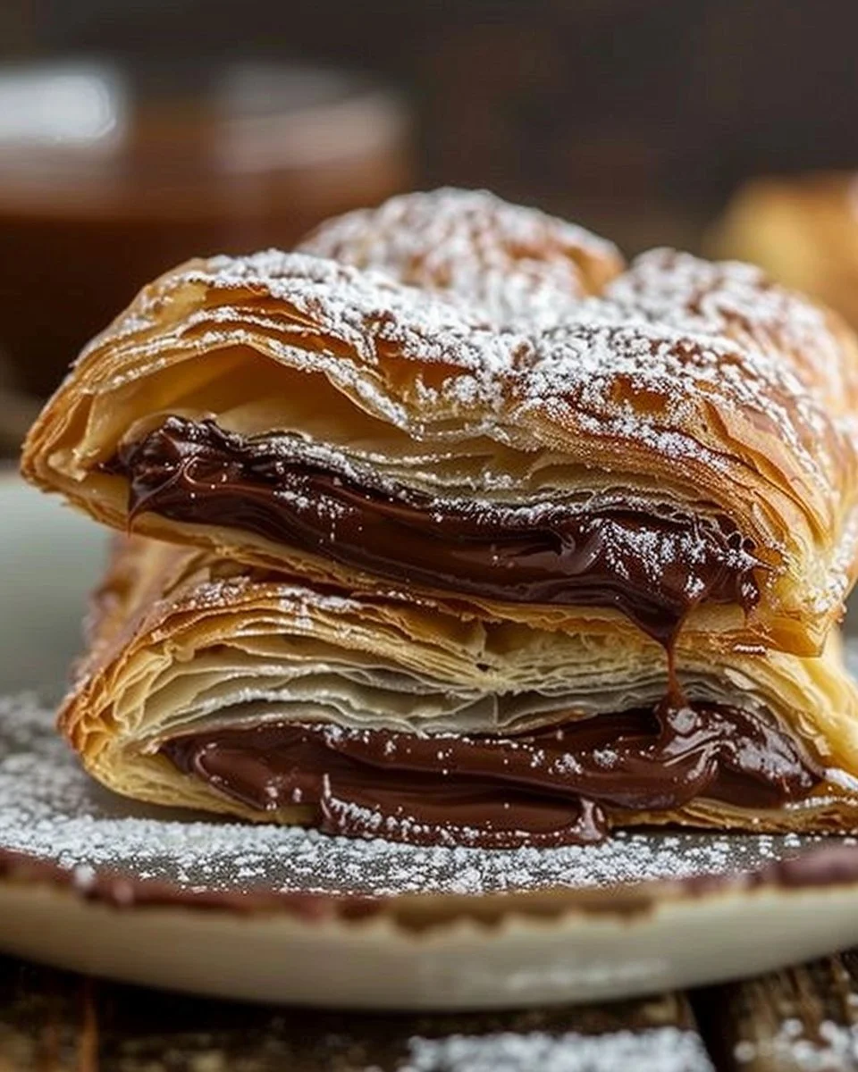 Homemade Nutella Puff Pastry served on a plate