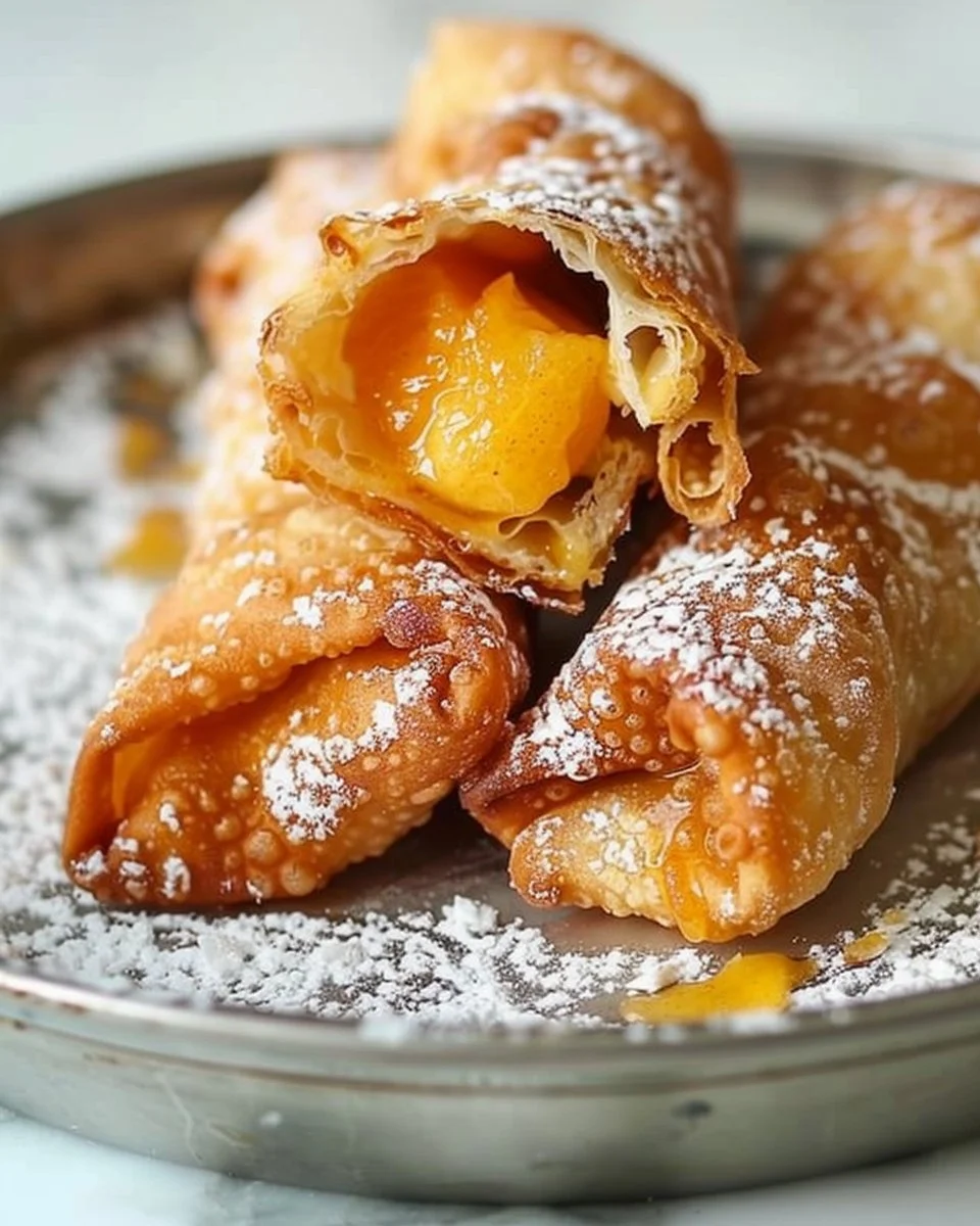 Peach Cobbler Egg Rolls