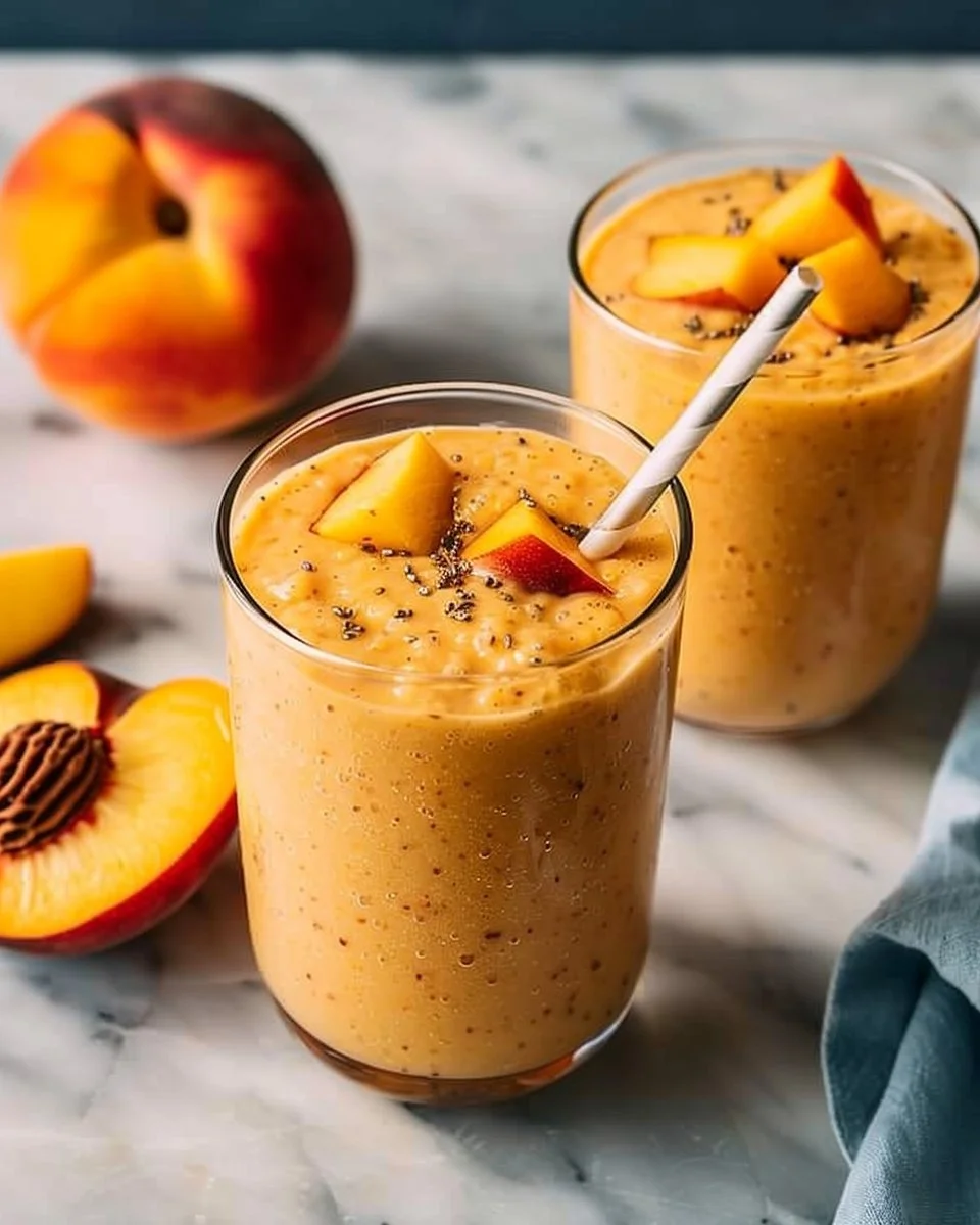 Healthy Peach Smoothie with Greek Yogurt (No Added Sugar)