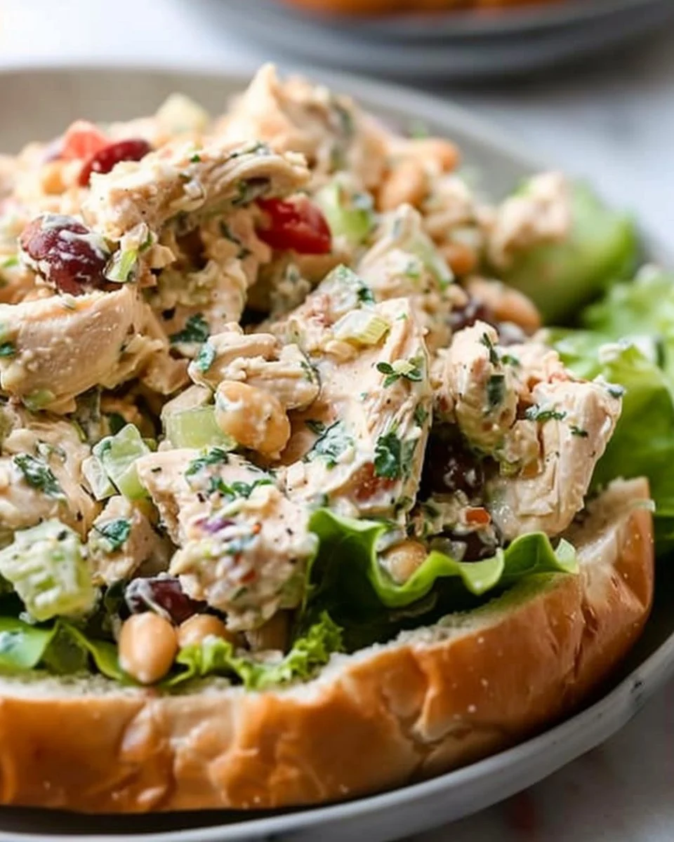 Plant-Based Chicken Salad with fresh vegetables and vegan dressing